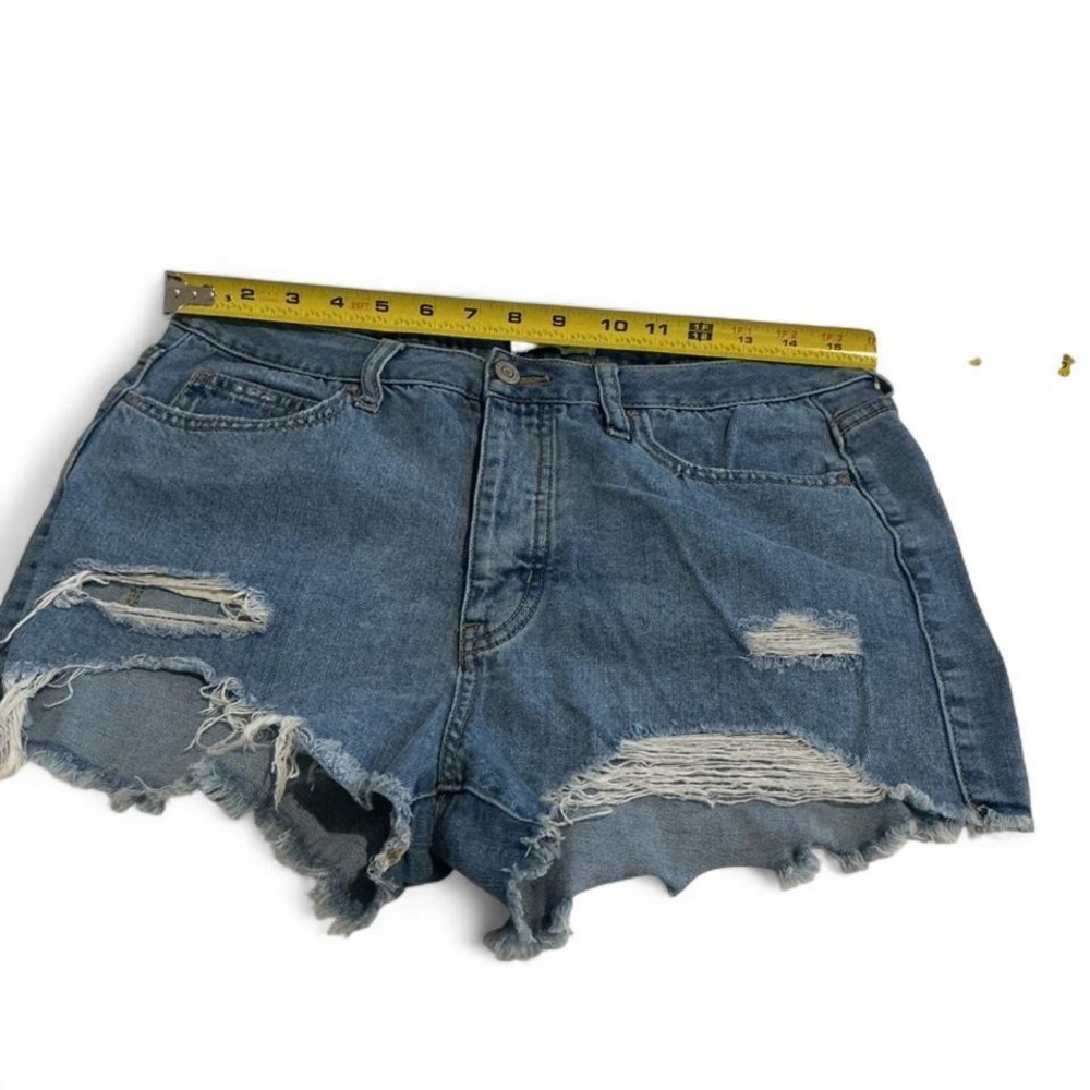 RSQ Denim Shorts Womens 30 Blue Excellent Distressed Vintage High Rise Raw Hem - Picture 3 of 8